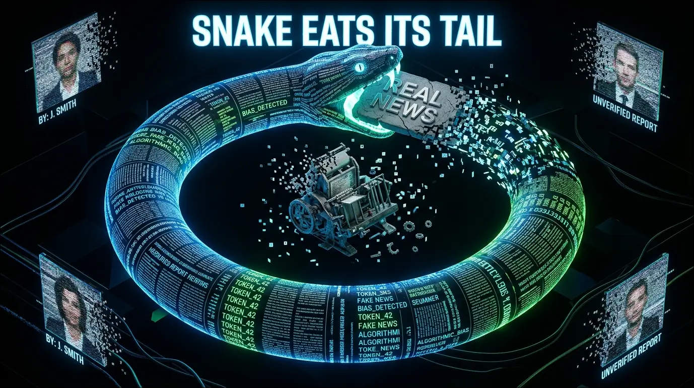 The Snake Eats Its Tail: An AI Fabricated a News Story Mourning the Death of Real News